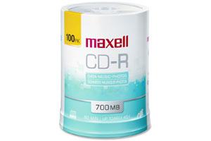 Maxell 648720 48X 700MB 80min White Inkjet Printable CD-R 100PK Spindle