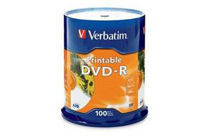 Verbatim 95153 16X 4.7GB White Inkjet Printable DVD-R 100PK Spindle