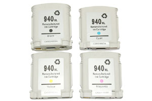 HP 940XL Black & Color 4-Pk Combo High Yield Compatible Ink Cartridges