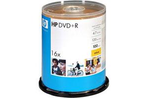 HP 02055 16X 4.7GB White Inkjet Hub Printable DVD+R 100PK Spindle