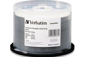 Verbatim 97338 BD-R 6X 25GB White Hub Thermal Printable Blu-ray DataLife 50PK Spindle