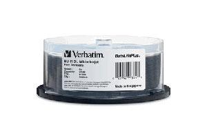 Verbatim 97334 BD-R DL 6X 50GB White Inkjet Hub Printable Dual Layer Blu-ray 25PK Spindle