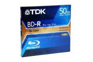 TDK BD-R50A BD-R DL 2X 50GB Write Once Dual Layer Blu-ray 1PK Jewel Case