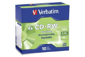 Verbatim 95170 4X 80 min 700MB CD-R/W Media 10PK Slim Case