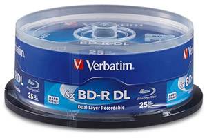 Verbatim 98356 BD-R DL 6X 50GB Dual Layer Blu-ray 25PK Jewel Case