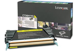 Lexmark C736H1YG Yellow Original High Yield Toner Cartridge C736