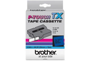 Brother TX-5511 1 Inch Black on Blue P-Touch Tape (24mm x 15m)