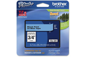 Brother TZE-541 3/4 inch Black on Blue Tape (18mm x 8m)