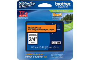 Brother TZE-B41 3/4 inch Black on Bright Orange Tape (18mm x 4m)