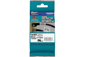 Brother TZE-FX231 1/2 inch Black on White Flexible Tape (12mm x 8m)