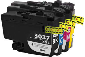 Brother LC3037 Black & Color Compatible Ink Cartridge 4 Pack Set
