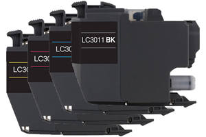 Brother LC3011 Black & Color Compatible Ink Cartridge 4-Pack Set