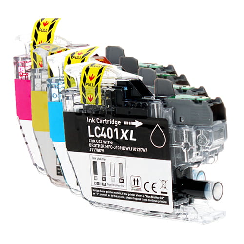 Brother LC401XL Compatible Black & Color Ink Set - MFC-J1010DW J1170DW