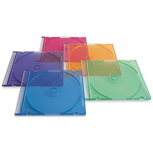 Verbatim 94178 CD/DVD Storage Assorted Color Slim Jewel Cases 50PK