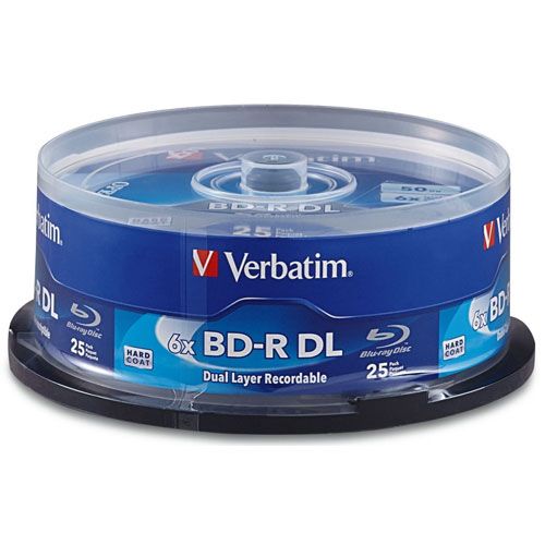 Verbatim 98356 BD-R DL 6X 50GB Dual Layer Blu-ray 25PK Jewel Case