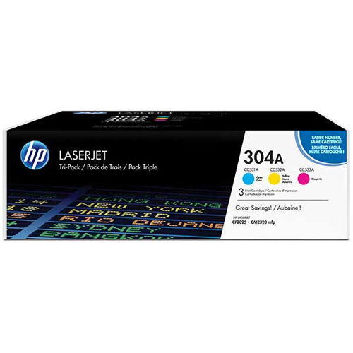 HP CF340A 304A 3-Pack Cyan Magenta Yellow Original Toner Cartridges