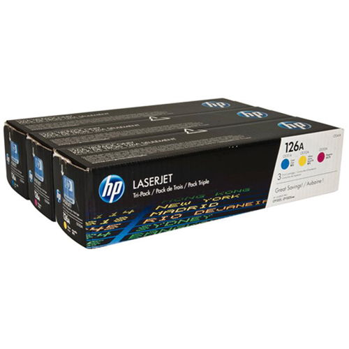 HP CF341A 126A 3-PK Cyan Magenta Yellow Original Toner Cartridges