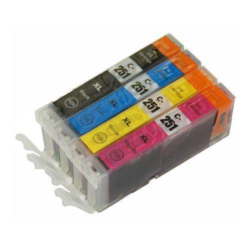 Canon CLI-251XL 4-Pack Combo High Yield Compatible Ink Cartridges Set