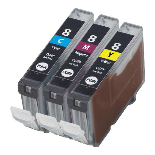 Canon CLI-8 3-Colors Pack Compatible Ink Tank Cartridges w/ CHIP