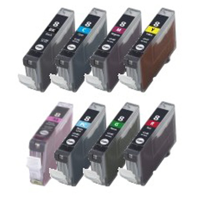 Canon CLI-8 Black & Color 8-Pack Compatible Ink Tank Cartridge w/ CHIP