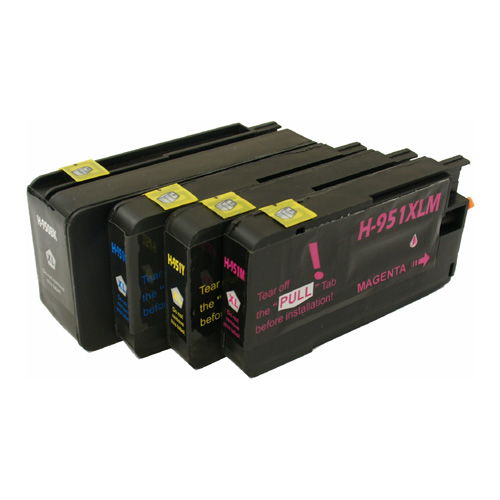 HP 950XL Black & 951XL Color 4-Pk Hi-Yield Compatible Ink Cartridges
