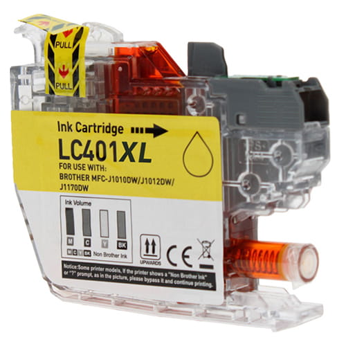 Brother LC401XL Yellow Compatible Ink Cartridge - MFC-J1010DW J1170DW