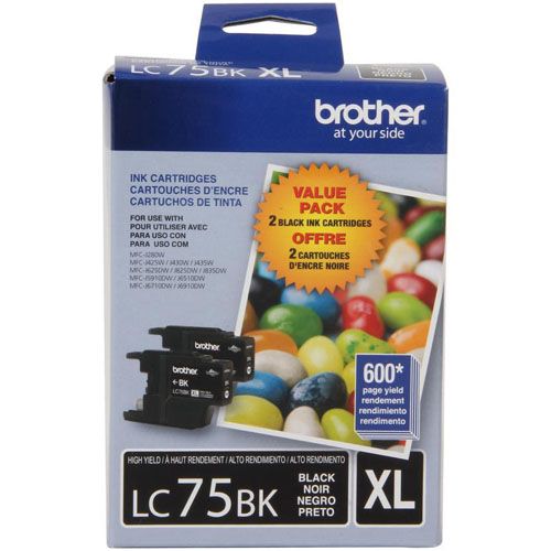 Brother LC75 XL 2 Pack Black Original Ink Cartridge for MFC-J280W