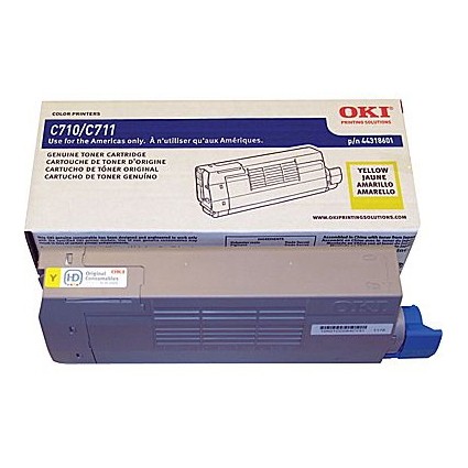 Okidata 44318601 Original Yellow Toner Cartridge for Okidata C711dn Color Printer 