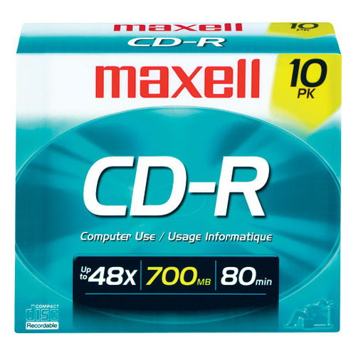 Maxell 648210 48X 700MB 80min CD-R 10PK Slim Jewel Case