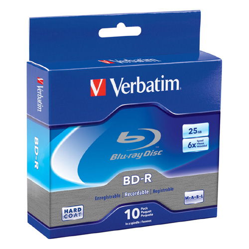 Verbatim 97238 BD-R 6X 25GB Write Once Single Layer Blu-ray 10PK Spindle