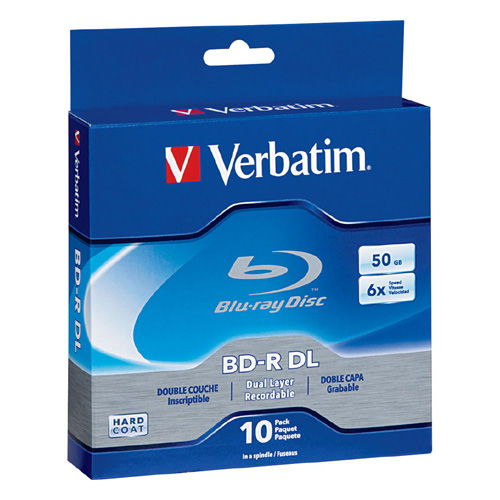 Verbatim 97335 BD-R DL 6X 50GB Write Once Dual Layer Blu-ray 10PK Jewel Case