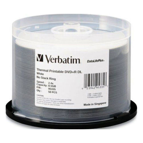 Verbatim 97338 BD-R 6X 25GB White Hub Thermal Printable Blu-ray DataLife 50PK Spindle