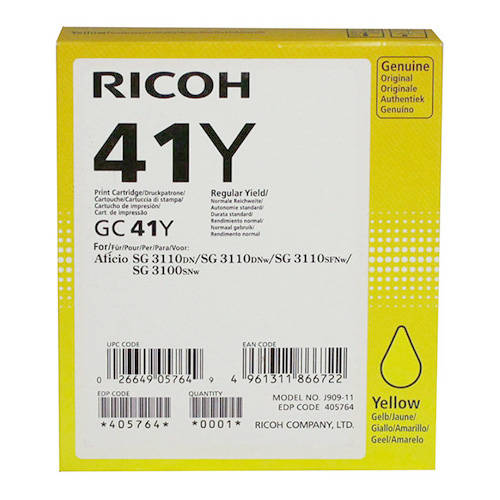 Ricoh 405764 Yellow Original Ink Cartridge for Aficio SG3100SNW