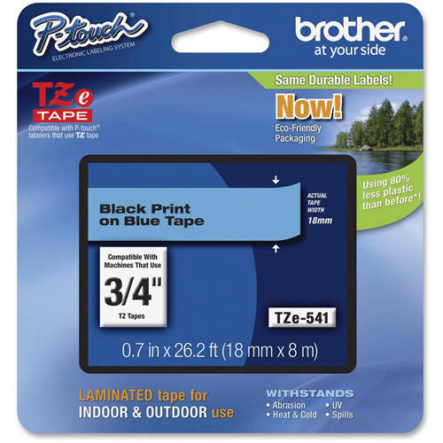 Brother TZE-541 3/4 inch Black on Blue Tape (18mm x 8m)