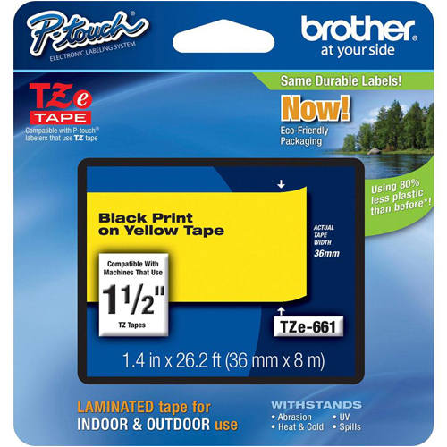 Brother TZE-661 1.5 inch Black on Yellow Tape (36mm x 8m)