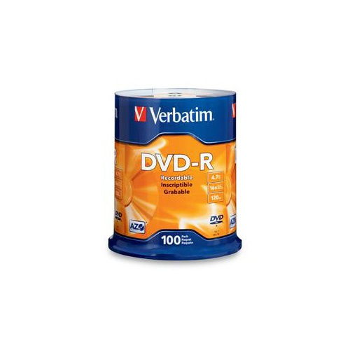 Verbatim 95102 16X 4.7GB DVD-R 100PK Spindle