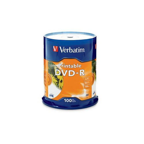 Verbatim 95153 16X 4.7GB White Inkjet Printable DVD-R 100PK Spindle