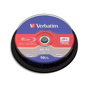 Verbatim 43694 BD-RE 2X 25GB Rewritable Single Layer Blu-ray 10PK Spindle
