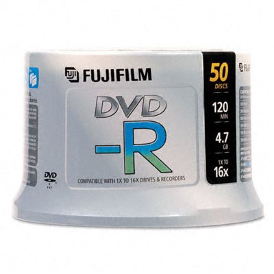 Fuji 15683730 4.7GB White Inkjet Hub Printable DVD-R 50PK Spindle