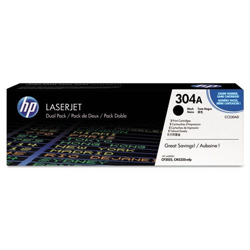 HP CC530AD / 304A Original Dual Pack Black Toner Cartridge