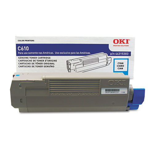 Okidata 44315303 Original Cyan Toner Cartridge for C610 Series Printer