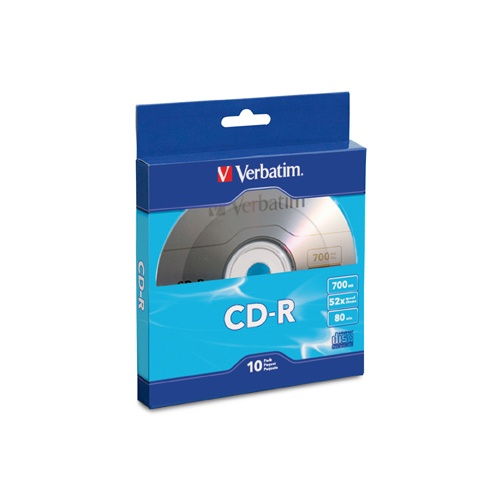 Verbatim 97955 52X 700MB 80min Branded CD-R 10PK Bulk Box
