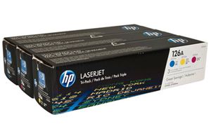 HP CF341A 126A 3-PK Cyan Magenta Yellow Original Toner Cartridges