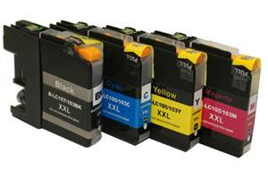 Brother LC107 Black & LC105 C/Y/M Color Compatible Ink Cartridge Set
