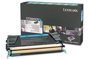 Lexmark C734A1CG Cyan Original Toner Cartridge for C734 XS734de 