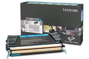 Lexmark C736H1CG Cyan Original High Yield Toner Cartridge C736