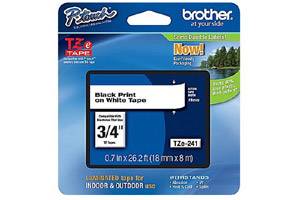 Brother TZE-241 3/4 inch Black on White Tape (18mm x 8m)