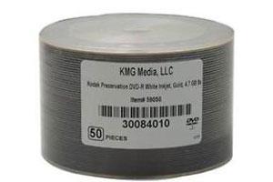 Kodak 59050 16X 4.7GB 24K Gold Layered White Inkjet Printable DVD-R 50PK Spindle