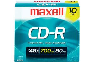 Maxell 648210 48X 700MB 80min CD-R 10PK Slim Jewel Case