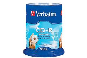 Verbatim 94712 52X 80Min 700MB CD-R White Surface 100PK Spindle